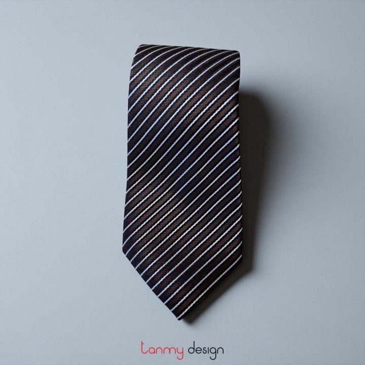 Cà vạt lụa kẻ nâu ( các mẫu )